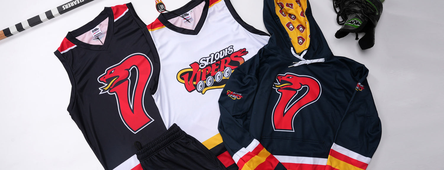 St. Louis Vipers custom roller hockey apparel collection by Bench Clearers