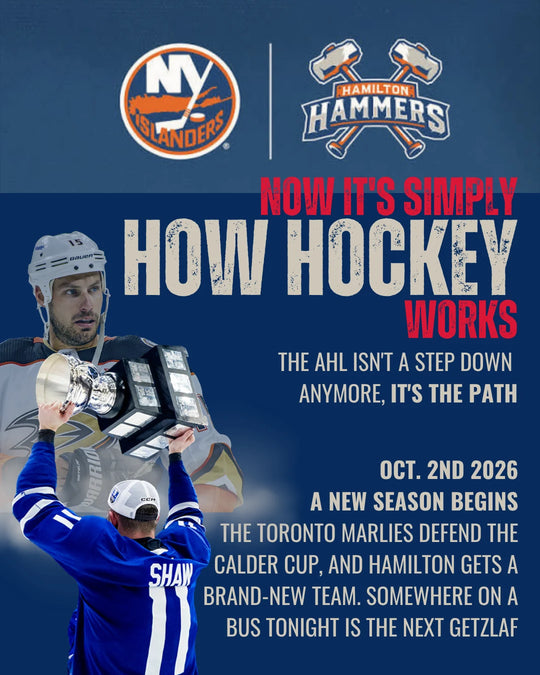 AHL story slide 10: now it's simply how hockey works - the AHL isn't a step down anymore, it's the path. Oct 2nd 2026 a new season begins with the Marlies defending the Calder Cup. — photo 10 of 11