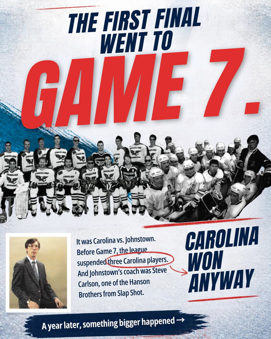 ECHL story slide 3: the first Final went to Game 7 - Carolina against Johnstown, whose coach was Slap Shot Hanson Brother Steve Carlson. Carolina won anyway. — photo 3 of 12