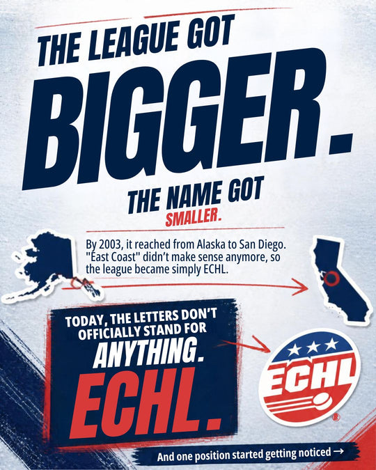 ECHL story slide 5: the league got bigger and the name got smaller - by 2003 it ran from Alaska to San Diego, so East Coast Hockey League became simply ECHL. — photo 5 of 12
