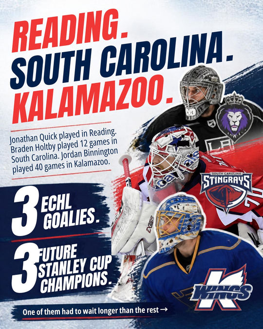 ECHL story slide 7: Reading, South Carolina, Kalamazoo - Jonathan Quick, Braden Holtby and Jordan Binnington, three ECHL goalies who became Stanley Cup champions. — photo 7 of 12