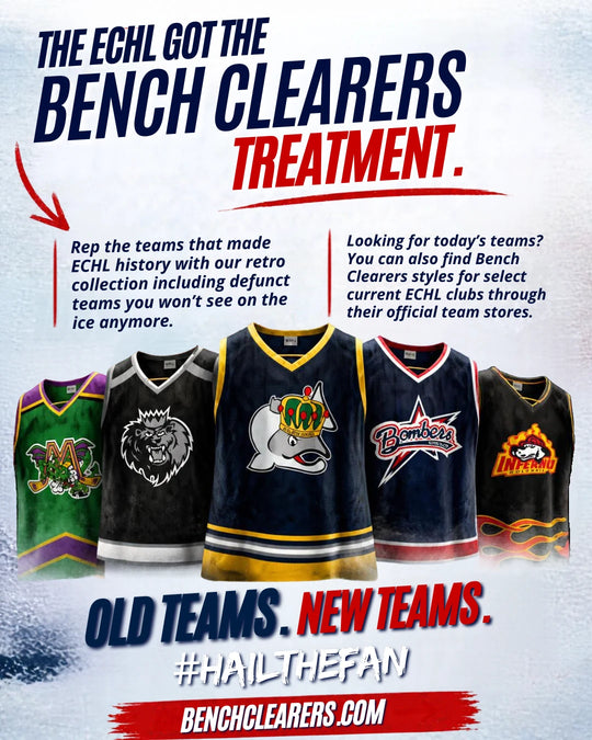 ECHL story slide 12: the ECHL got the Bench Clearers treatment - old teams and new teams, including defunct clubs you won't see on the ice anymore. — photo 12 of 12
