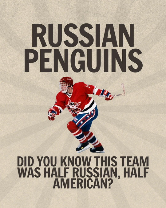 Russian Penguins story slide 1: a skater in the red Russian Penguins jersey - did you know this team was half Russian, half American? — photo 1 of 11