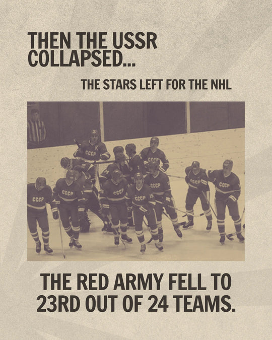 Russian Penguins story slide 4: CCCP skaters on the ice after the USSR collapsed - the Red Army club fell to 23rd out of 24 teams. — photo 4 of 11