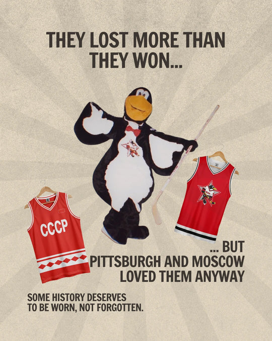 Russian Penguins story slide 11: the mascot with CCCP and Russian Penguins tanks - some history deserves to be worn, not forgotten. — photo 11 of 11