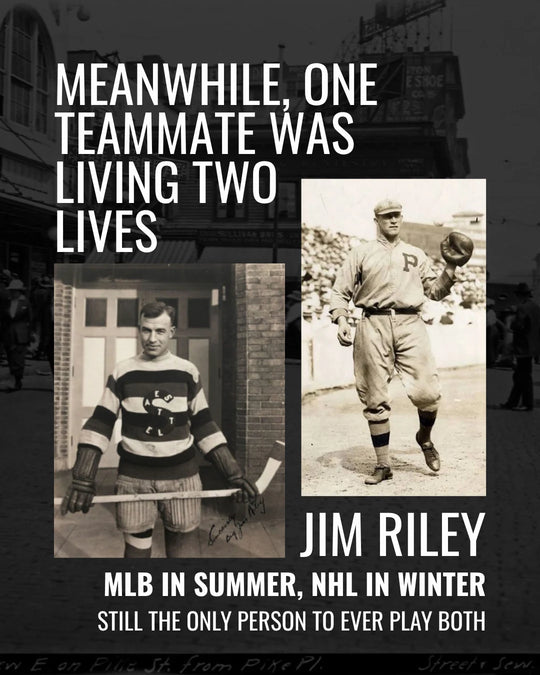 Meanwhile one teammate was living two lives — Jim Riley, MLB in summer and NHL in winter, still the only person to ever play both — photo 10 of 11