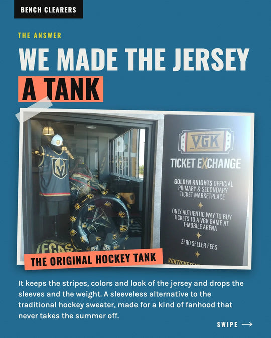 Bench Clearers turned a hockey jersey into a tank top, sold at the Vegas Golden Knights Ticket Exchange — photo 2 of 7
