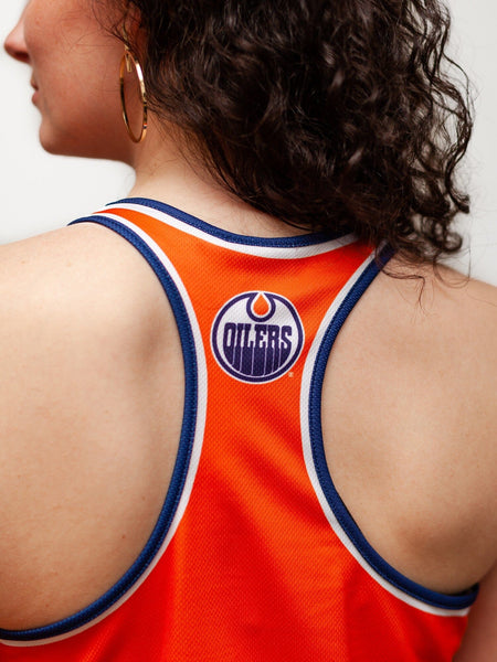 Edmonton Oilers Women's Distressed Team Primary Logo Tri-Blend Tank Top -  Royal