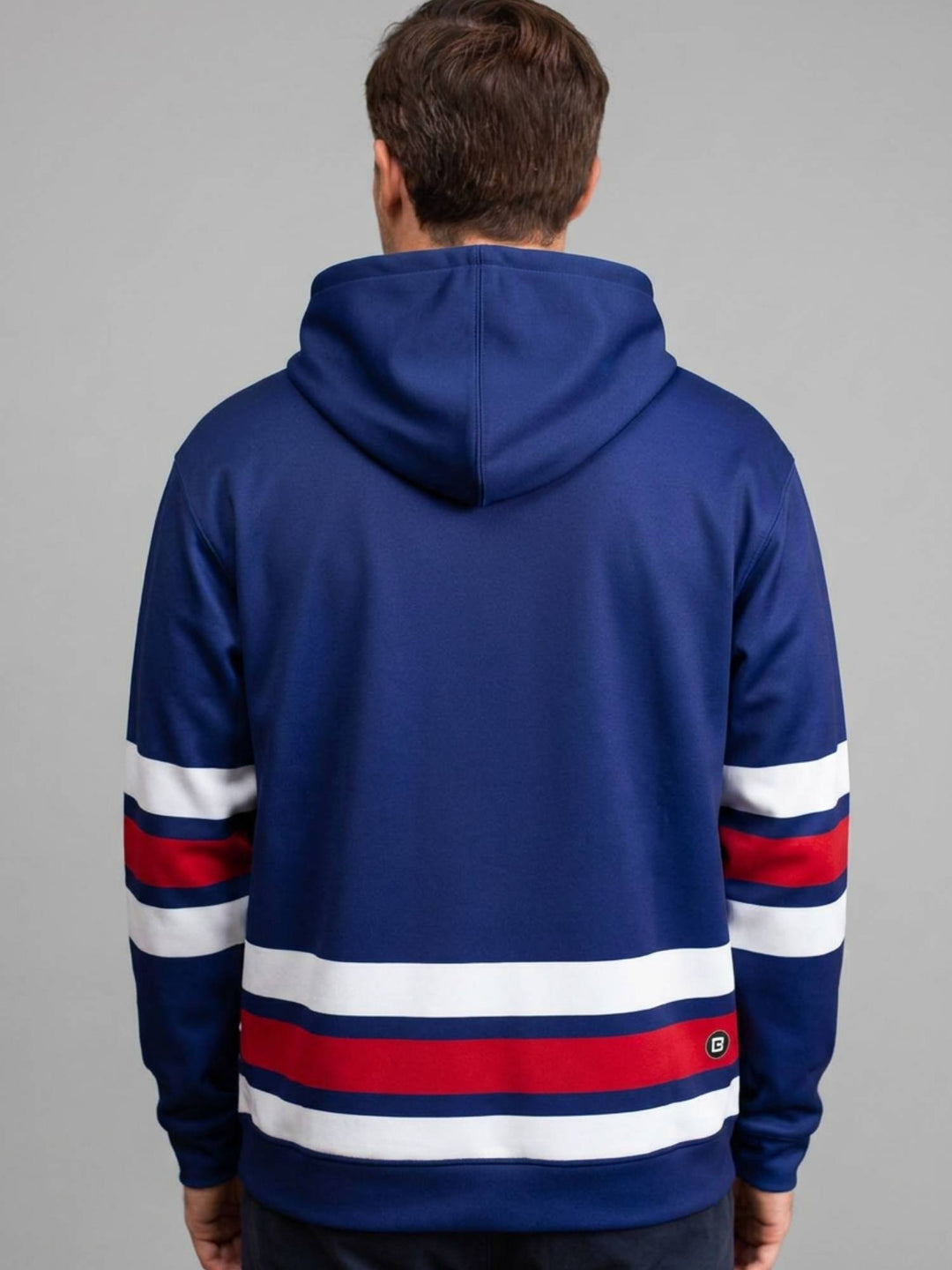 USA Hockey Nations 2026 Navy Hockey Hoodie - MODEL BACK | BenchClearers Hockey Apparel