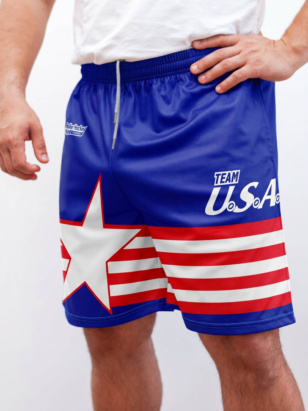 RHI Team USA World Collection Hockey Shorts - ON-MODEL FRONT