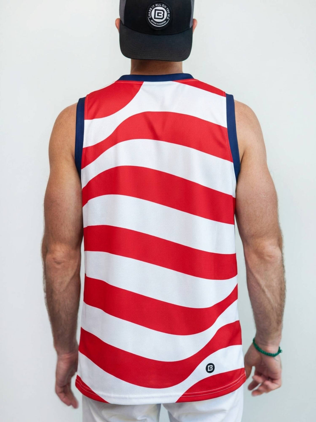 USA Hockey American Flag Shield Hockey Tank - MODEL BACK