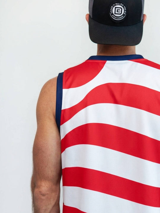 USA Hockey American Flag Shield Hockey Tank - BACK CLOSE UP