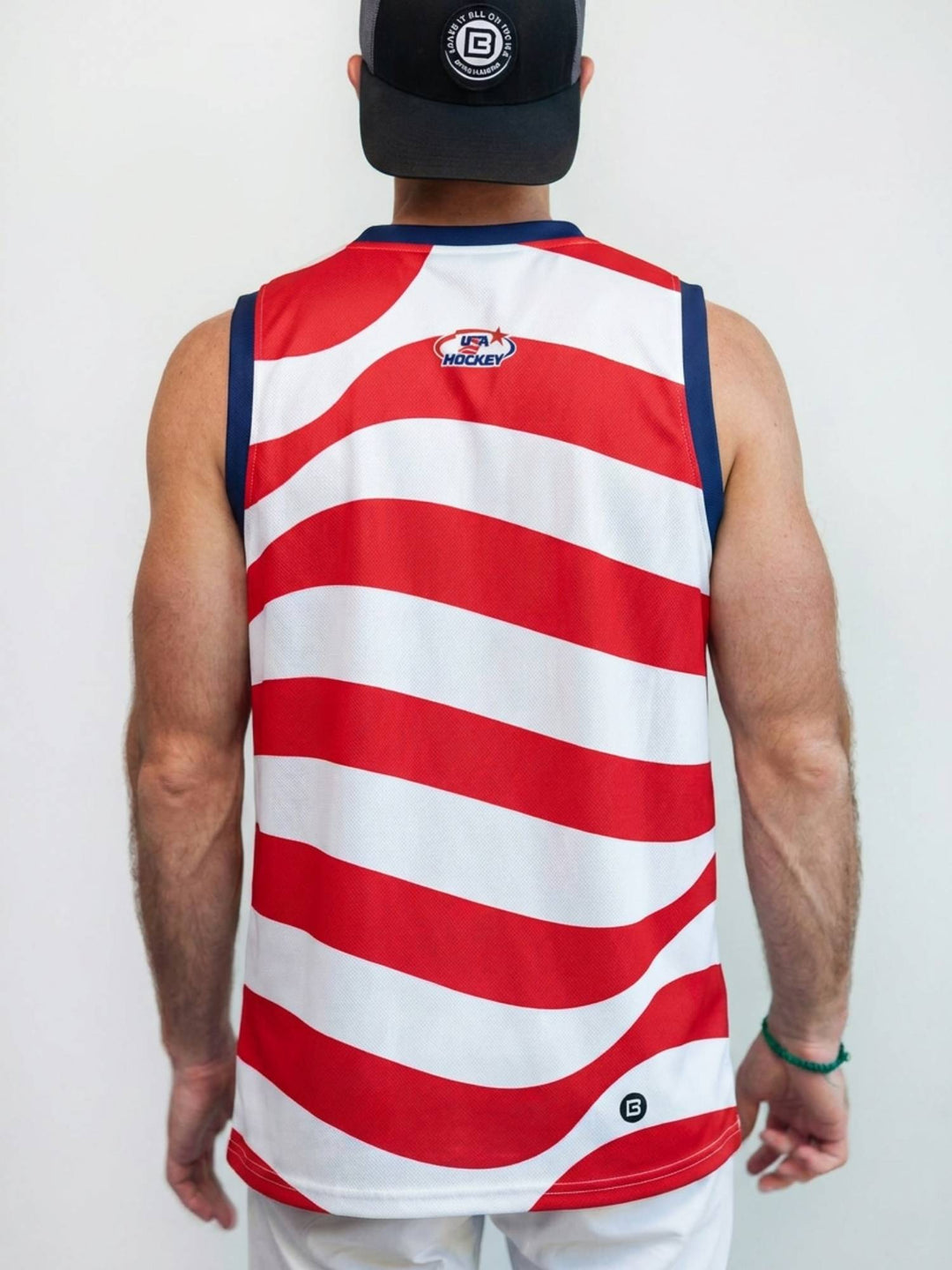 Bench Clearers USA Hockey American Flag Hockey Tank - MODEL BACK