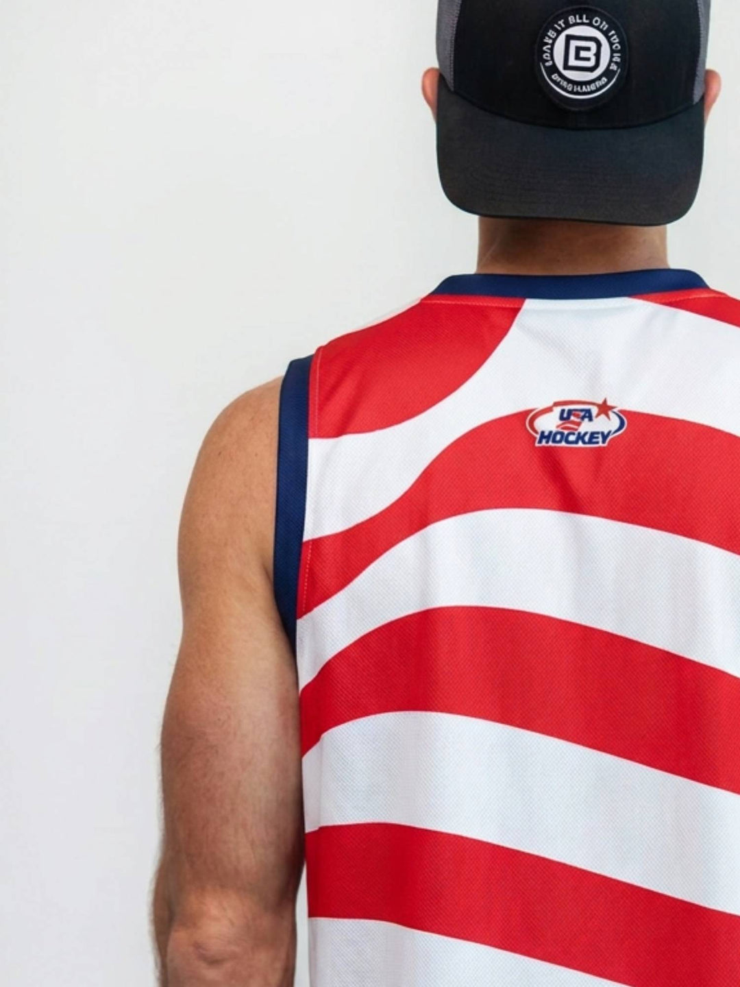 Bench Clearers USA Hockey American Flag Hockey Tank - BACK CLOSEUP