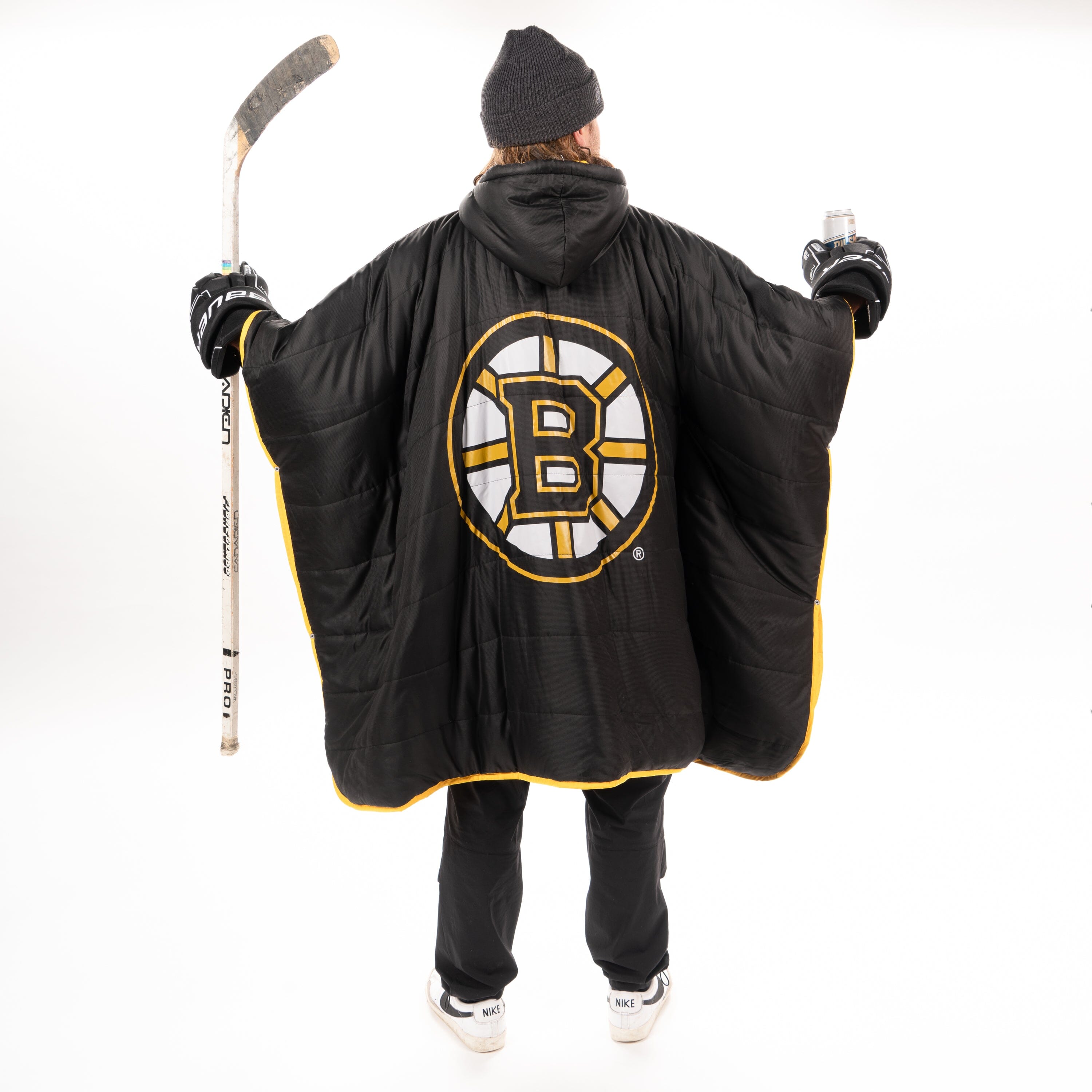 Boston Bruins Hockey Poncho Hockey Poncho BenchClearers OneSize Black Nylon