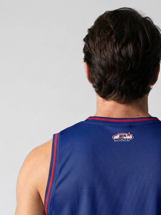 USA Hockey Nations 2026 Navy Hockey Tank - BACK CLOSEUP | BenchClearers Hockey Apparel