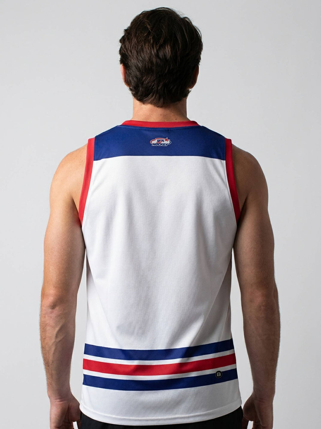 USA Hockey Nations 2026 Away Hockey Tank - MODEL BACK | BenchClearers Hockey Apparel