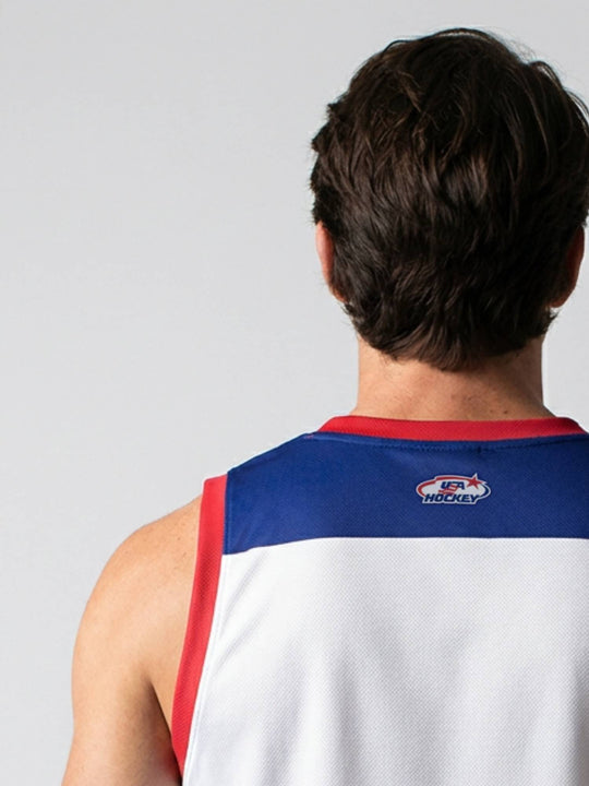 USA Hockey Nations 2026 Away Hockey Tank - BACK CLOSEUP | BenchClearers Hockey Apparel