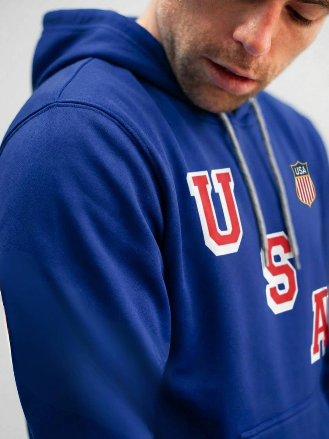 USA Hockey 2026 Hockey Hoodie - MODEL Side | BenchClearers Hockey Apparel