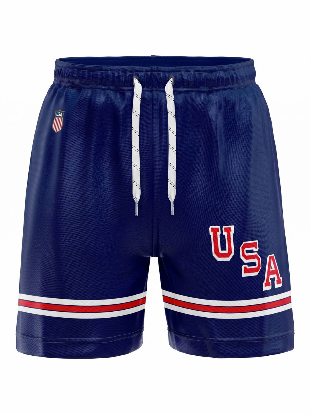 Bench Clearers USA Hockey Nations 2026 Navy Hockey Shorts | 3D FRONT