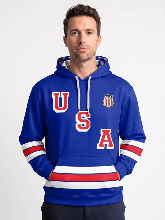 USA Hockey 2026 Hockey Hoodie - MODEL Front | BenchClearers Hockey Apparel