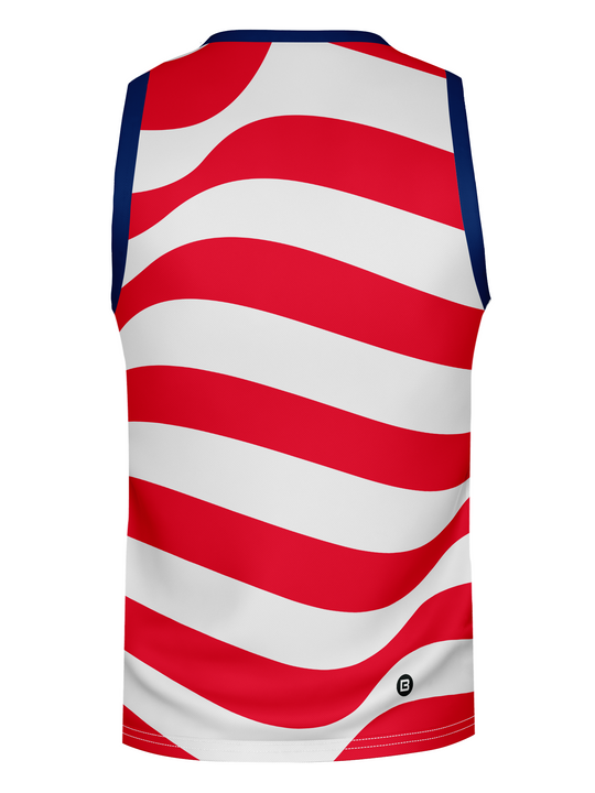 USA Hockey American Flag Shield Hockey Tank - 3D BACK