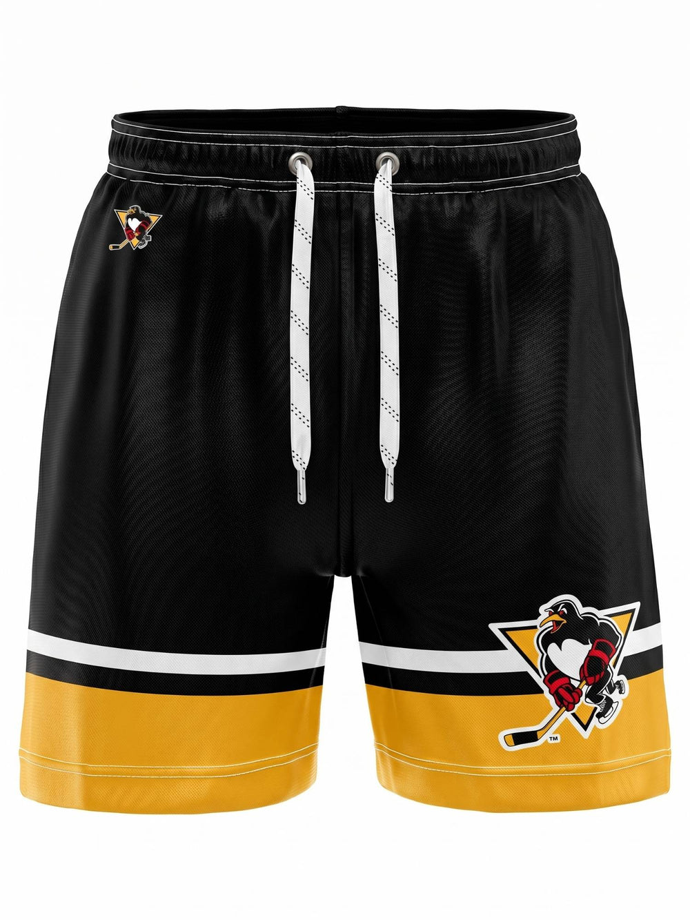 Bench Clearers Wilkes-Barre/Scranton Penguins Hockey Shorts - 3D FRONT