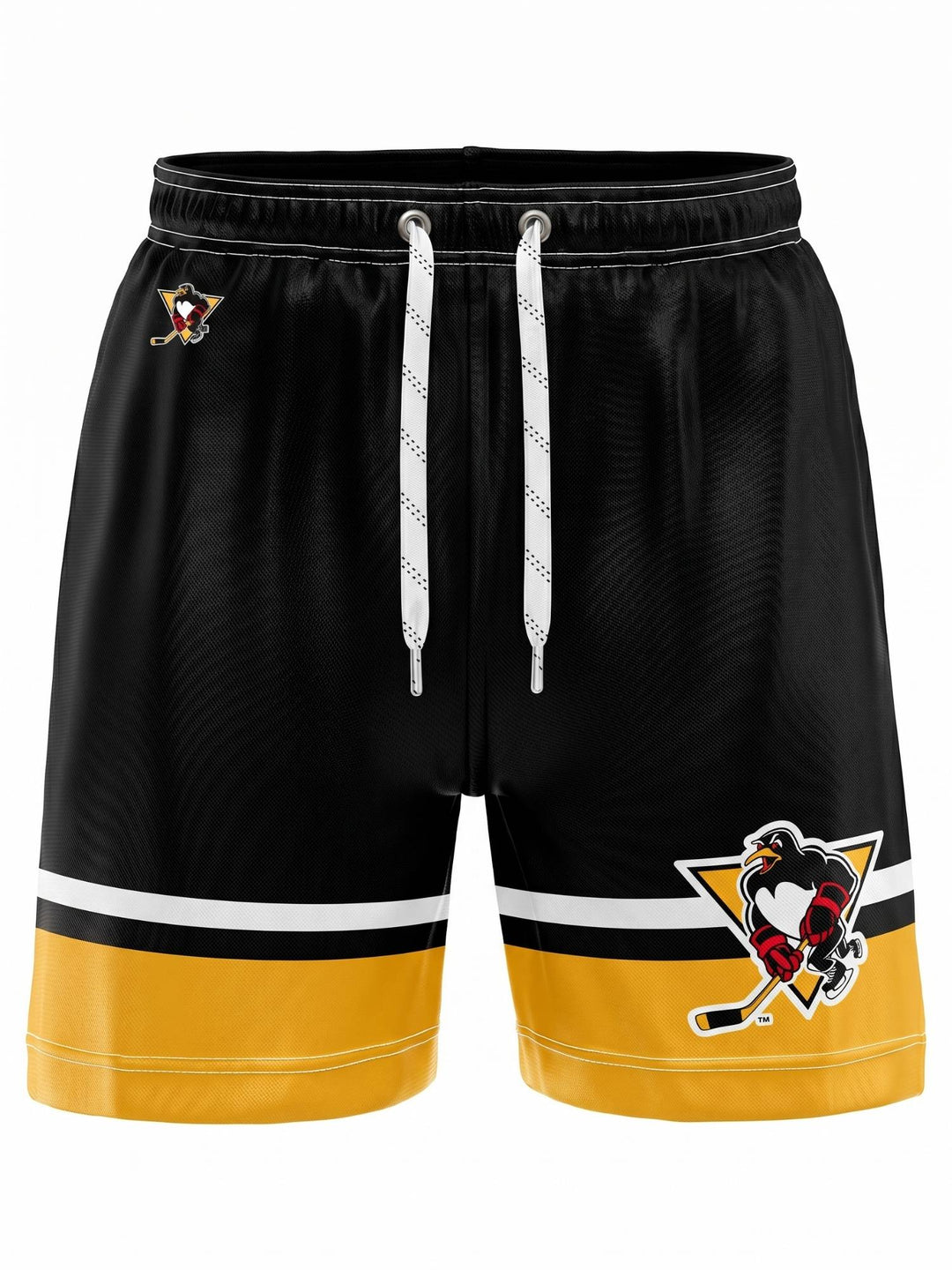 Bench Clearers Wilkes-Barre/Scranton Penguins Hockey Shorts - 3D FRONT