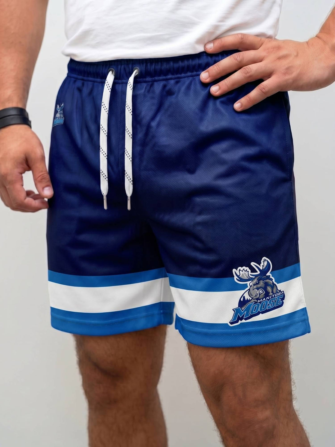 Bench Clearers Manitoba Moose Hockey Shorts - MODEL FRONT