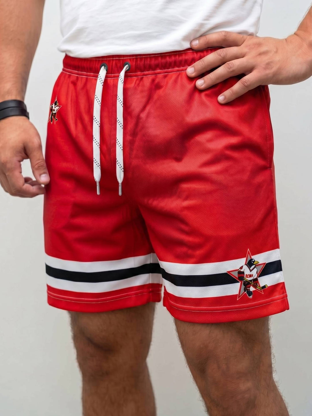 Bench Clearers Russian Penguins Hockey Shorts - MODEL FRONT
