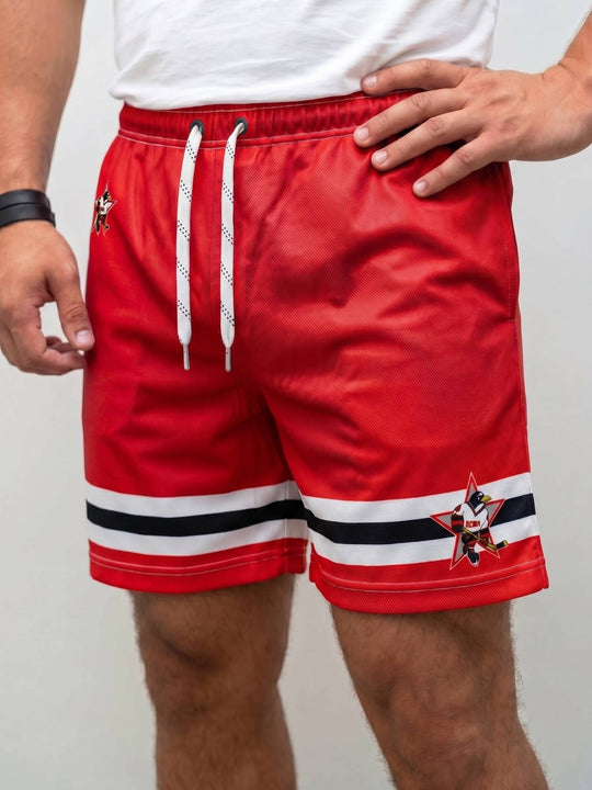 Bench Clearers Russian Penguins Hockey Shorts - MODEL FRONT

