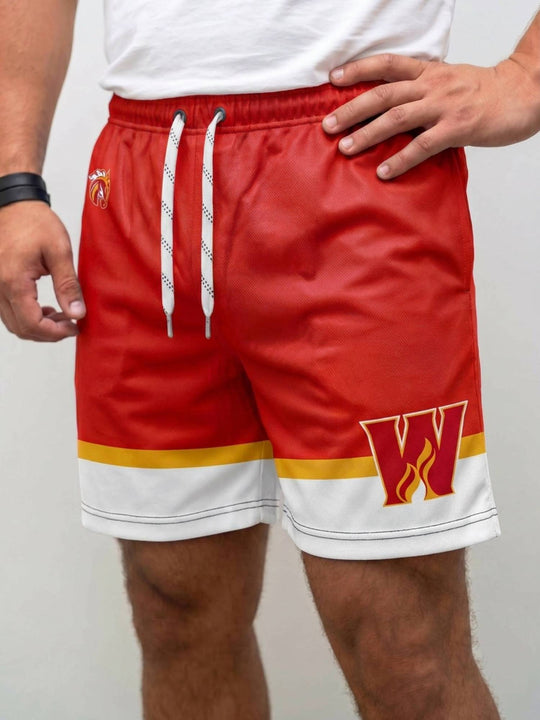 Bench Clearers Calgary Wranglers Hockey Shorts - MODEL FRONT