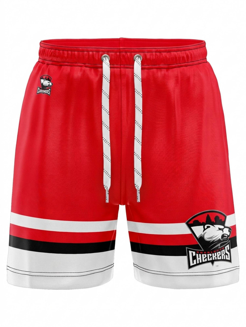  Bench Clearers Charlotte Checkers Hockey Shorts - 3D FRONT