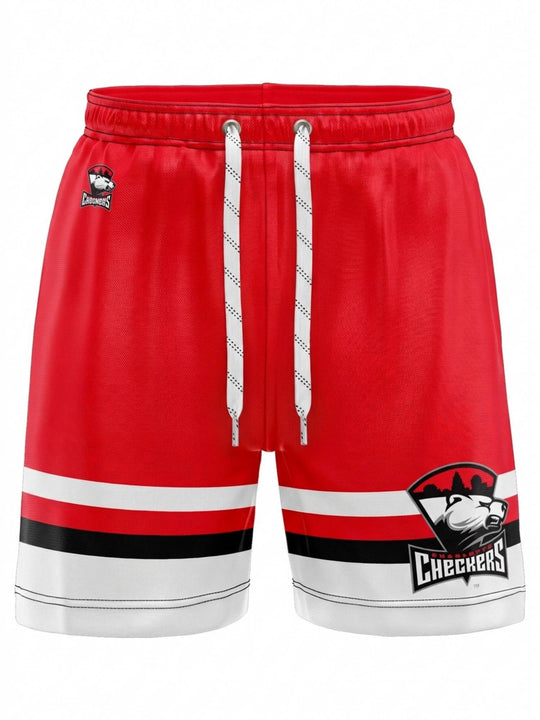  Bench Clearers Charlotte Checkers Hockey Shorts - 3D FRONT