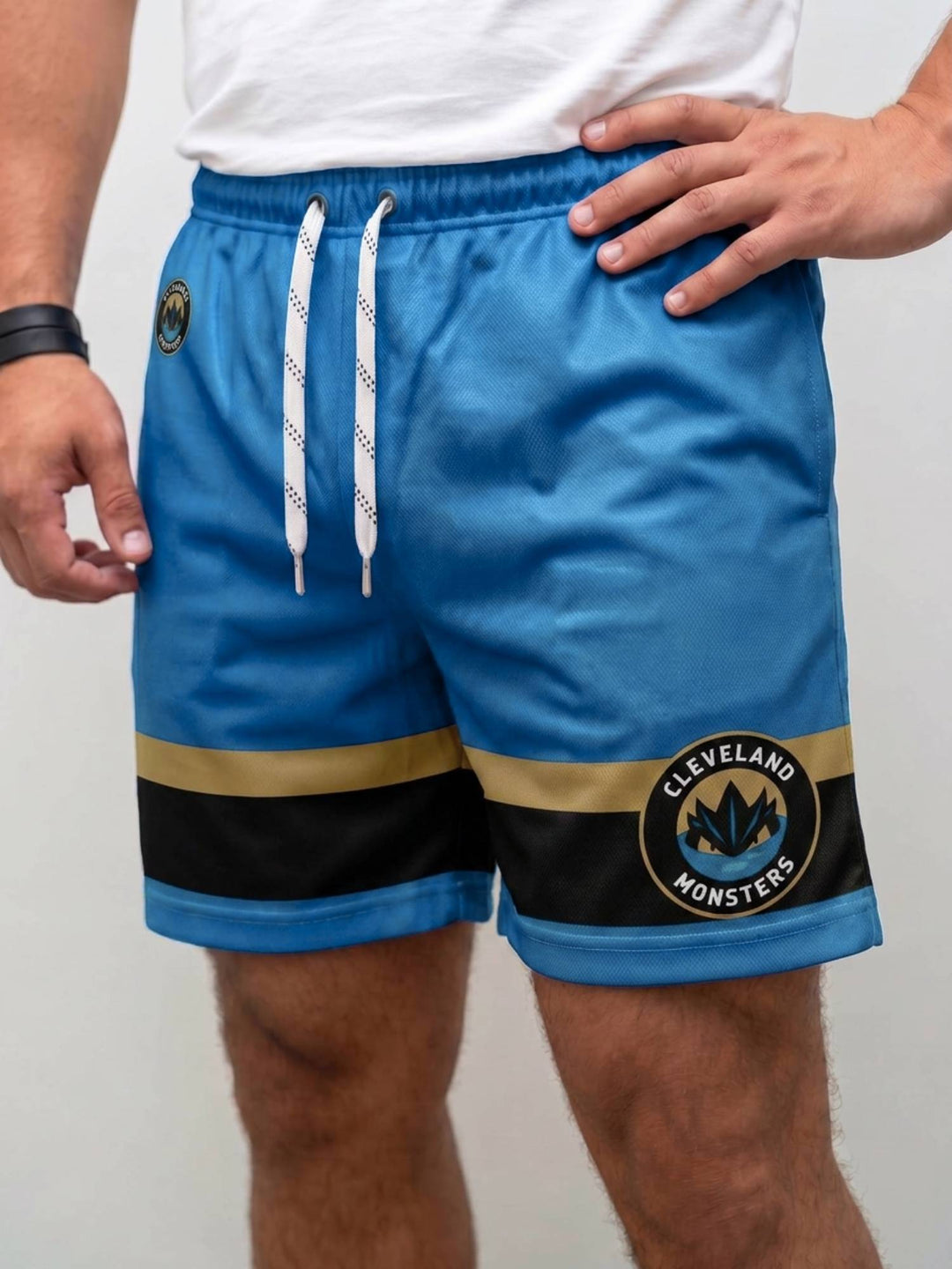  Bench Clearers Cleveland Monsters 2023 Hockey Shorts - MODEL FRONT
