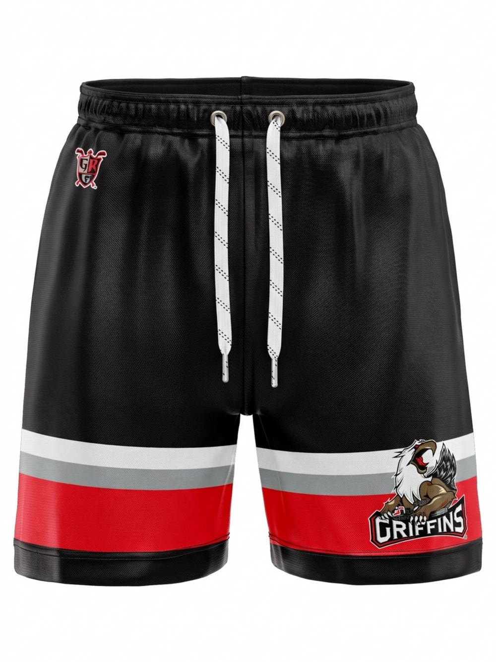Bench Clearers Grand Rapids Griffins Hockey Shorts - 3D FRONT
