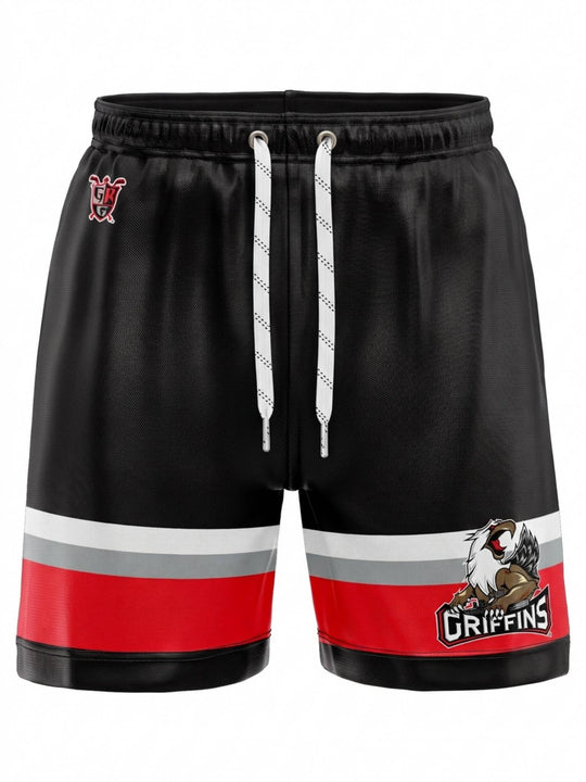 Bench Clearers Grand Rapids Griffins Hockey Shorts - 3D FRONT
