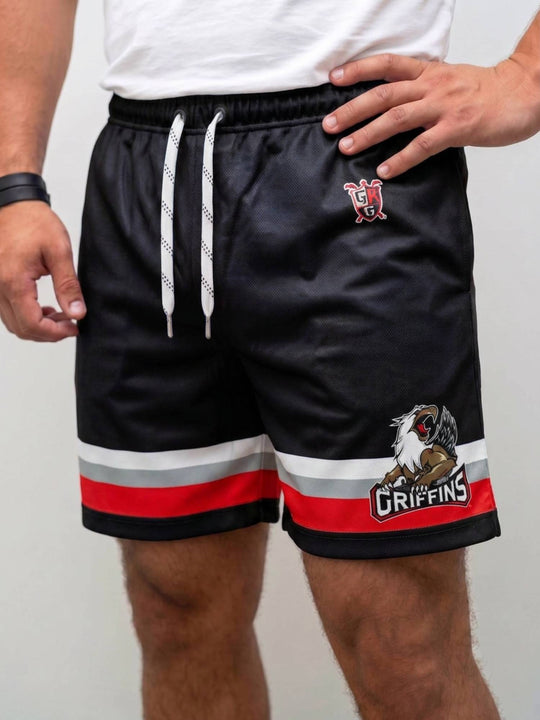  Bench Clearers Grand Rapids Griffins Hockey Shorts - MODEL FRONT