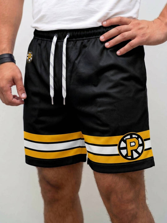  Bench Clearers Providence Bruins Hockey Shorts - MODEL FRONT