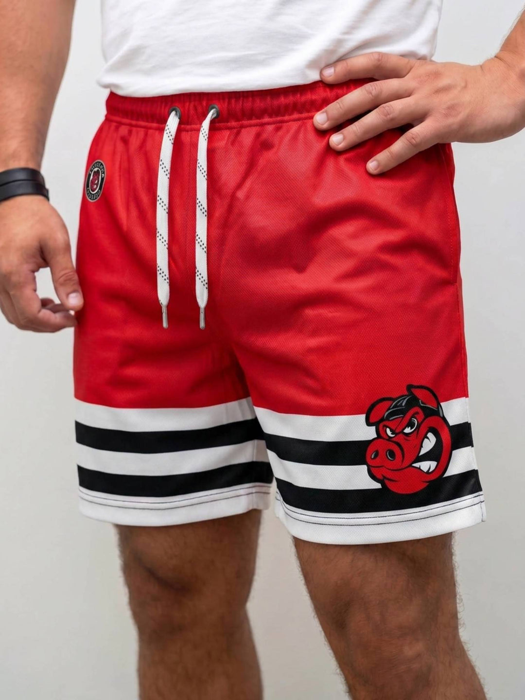  Bench Clearers Rockford IceHogs Hockey Shorts - MODEL FRONT