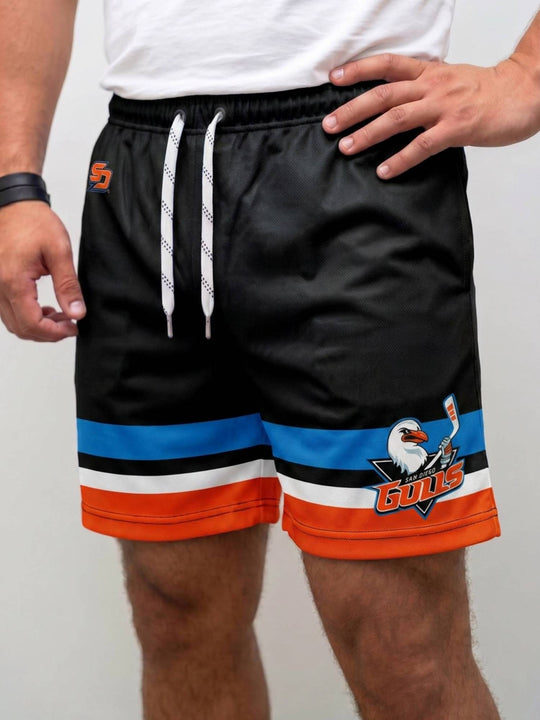  Bench Clearers San Diego Gulls Hockey Shorts - MODEL FRONT