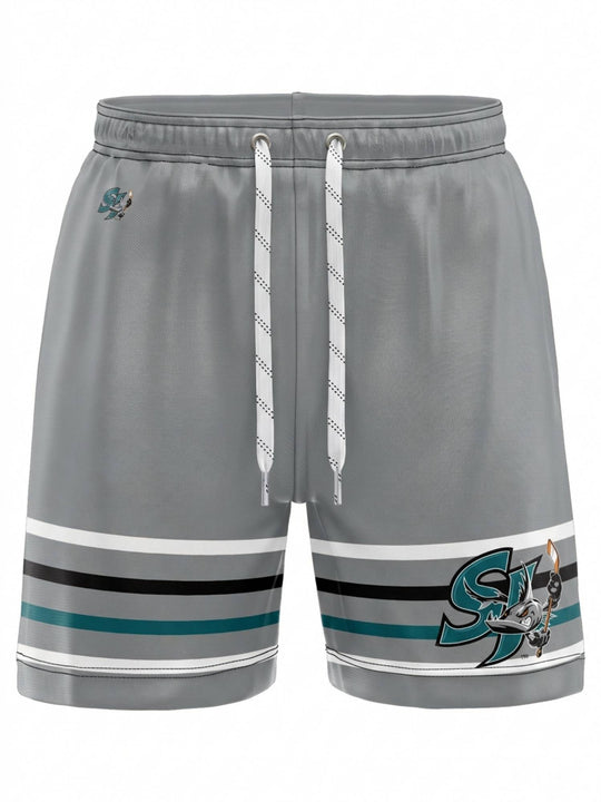  Bench Clearers San Jose Barracuda Hockey Shorts - 3D FRONT