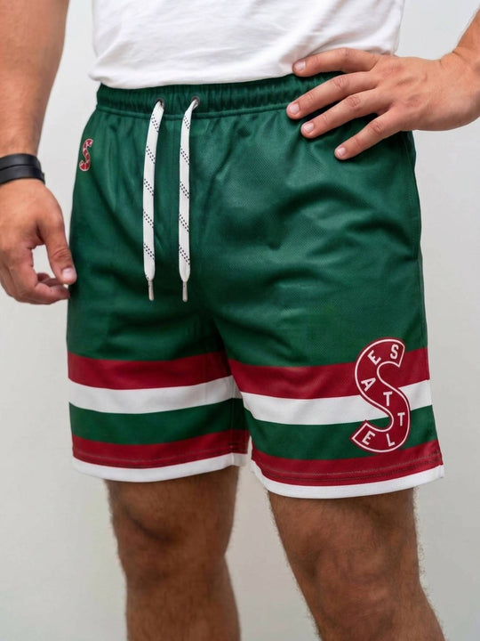  Bench Clearers Seattle Metropolitans Hockey Shorts - MODEL FRONT