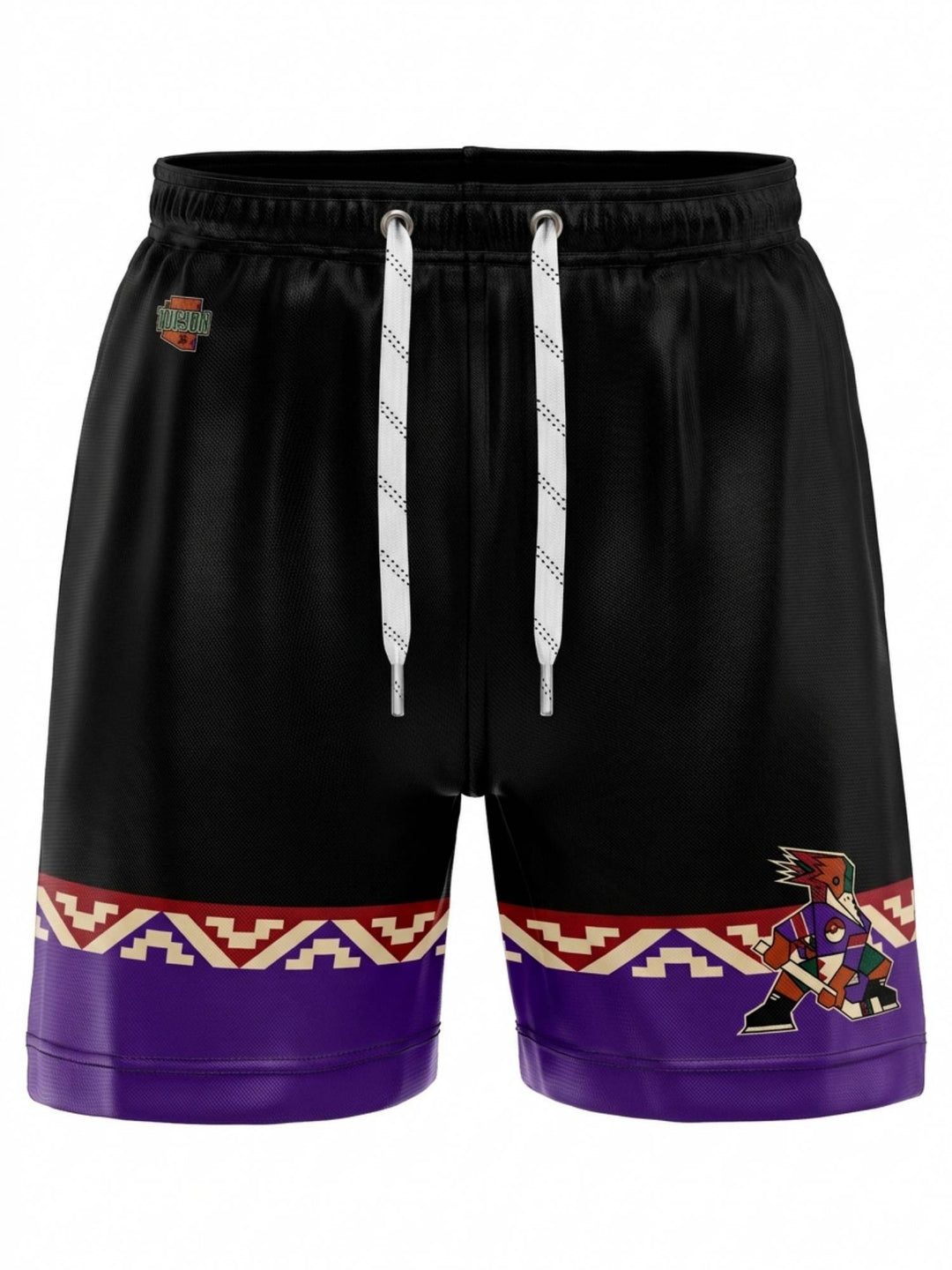  Bench Clearers Tucson Roadrunners "Kachina" Alternate Hockey Shorts - 3D FRONT