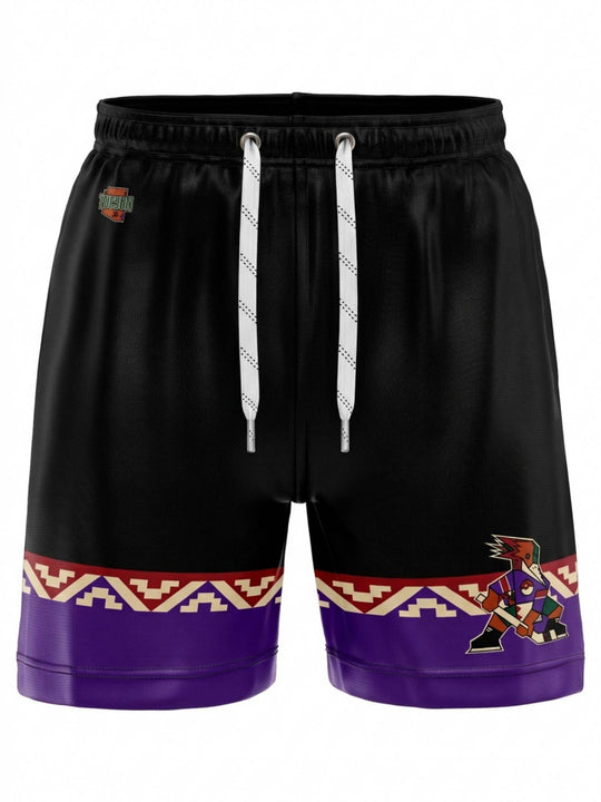  Bench Clearers Tucson Roadrunners "Kachina" Alternate Hockey Shorts - 3D FRONT