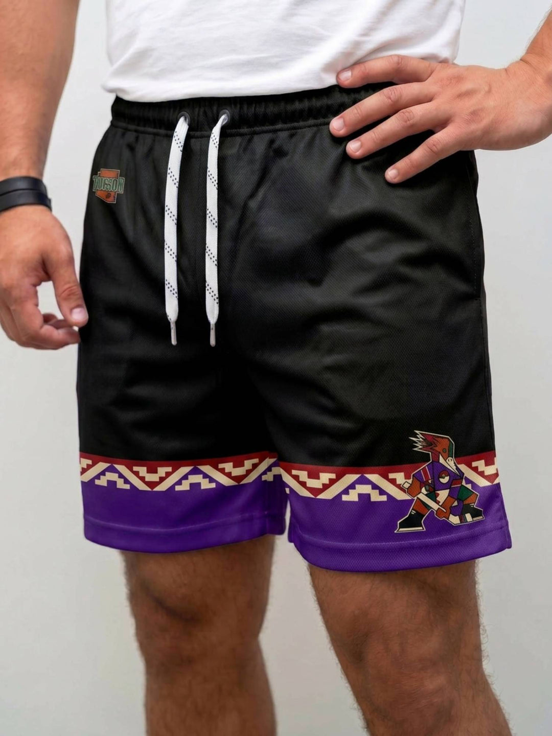 Bench Clearers Tucson Roadrunners "Kachina" Alternate Hockey Shorts - MODEL FRONT