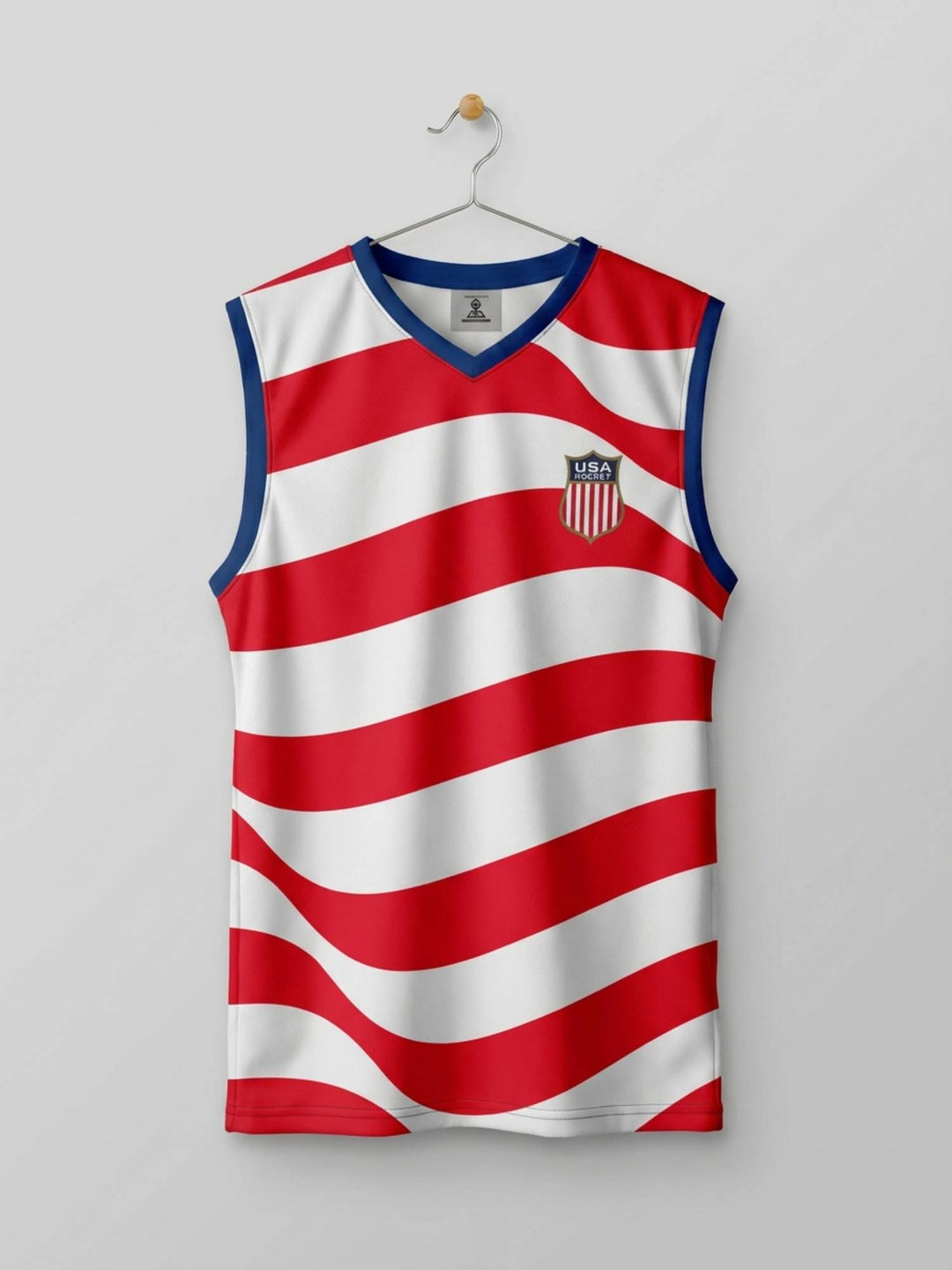 USA Hockey American Flag Shield Hockey Tank - HANGING