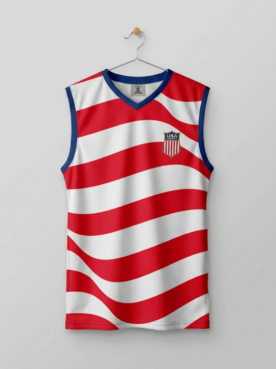 USA Hockey American Flag Shield Hockey Tank - HANGING