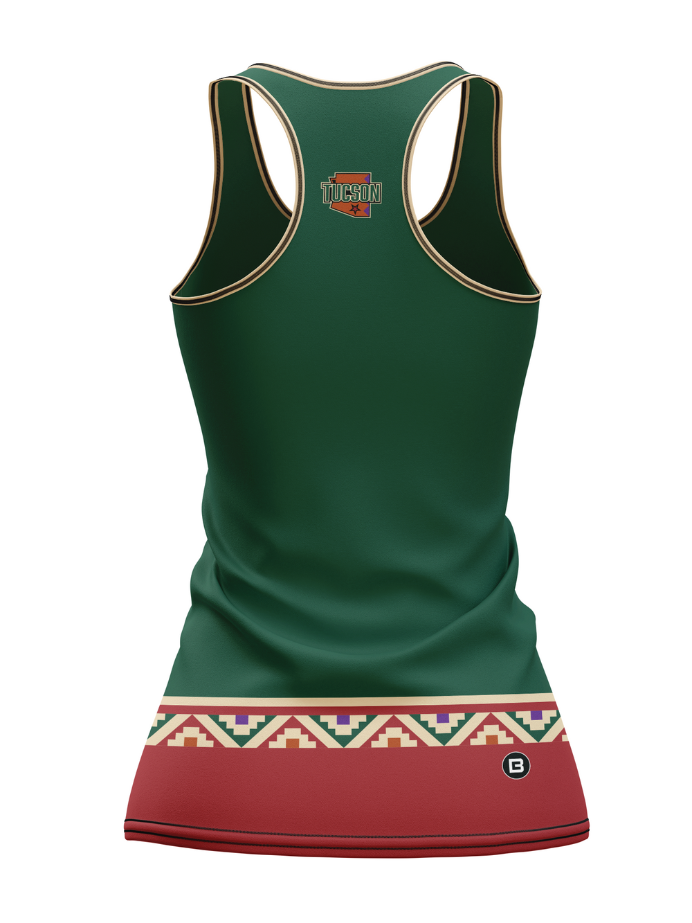Bench Clearers Tucson Roadrunners 2026 "Kachina" Alternate Women's Racerback Hockey Tank - 3D BACK