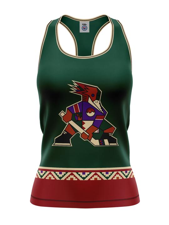 Bench Clearers Tucson Roadrunners 2026 "Kachina" Alternate Women's Racerback Hockey Tank - 3D FRONT